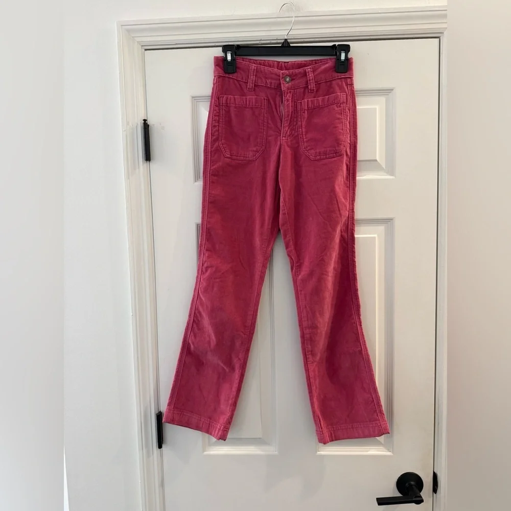 Free People High Time Velvet Kick Flare Pants in Pink Verry Berry size 0 - Picture 3 of 6